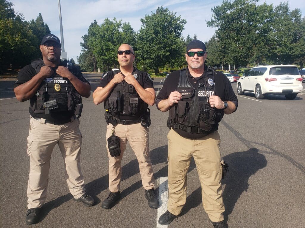 Three professional security guards.