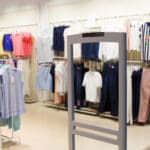 A scanner for prevention at the front of a retail clothing store.