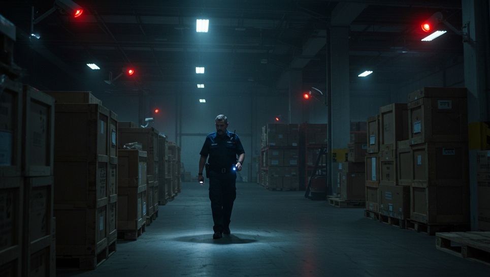 A warehouse security guard