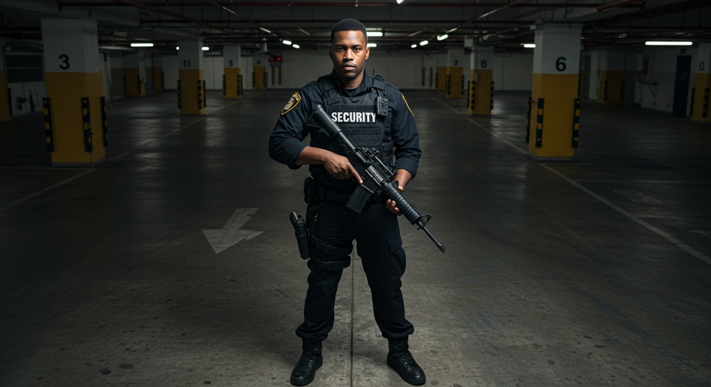 An armed security guard