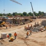 A busy construction site.