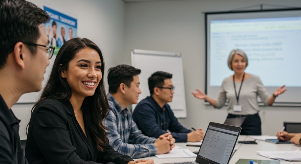 A training session with employees.