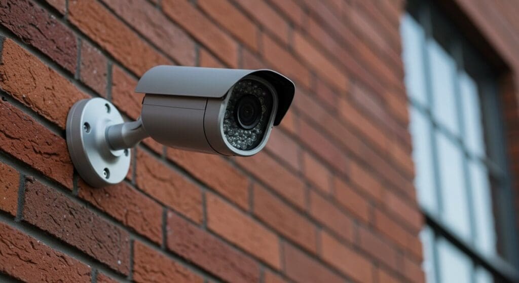 An outdoor security camera.
