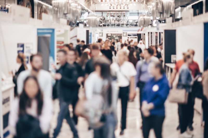 A crowded shopping mall
