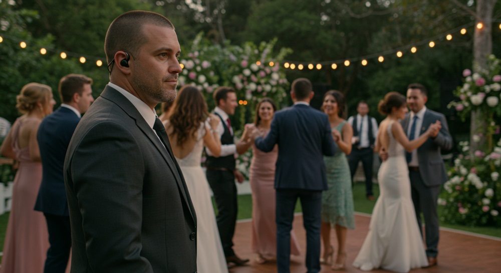 An undercover wedding security guard.